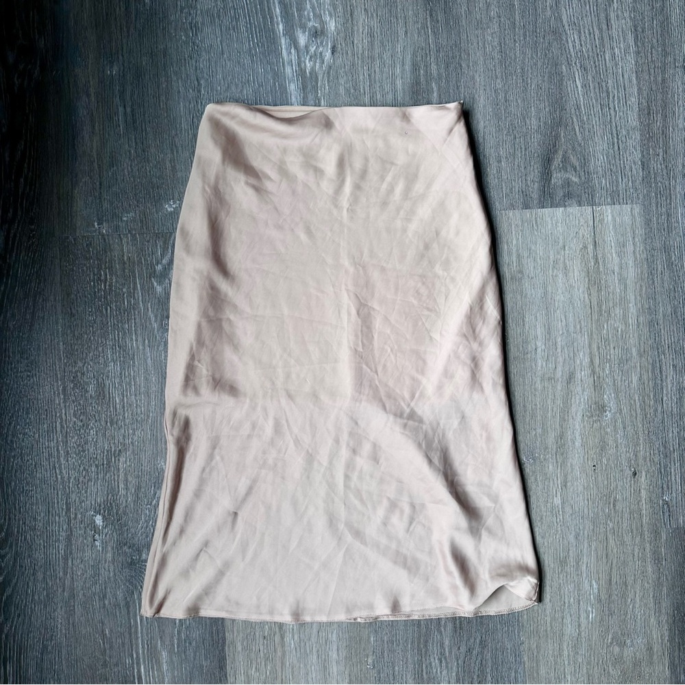 Nude Beige Satin effect Slip Skirt